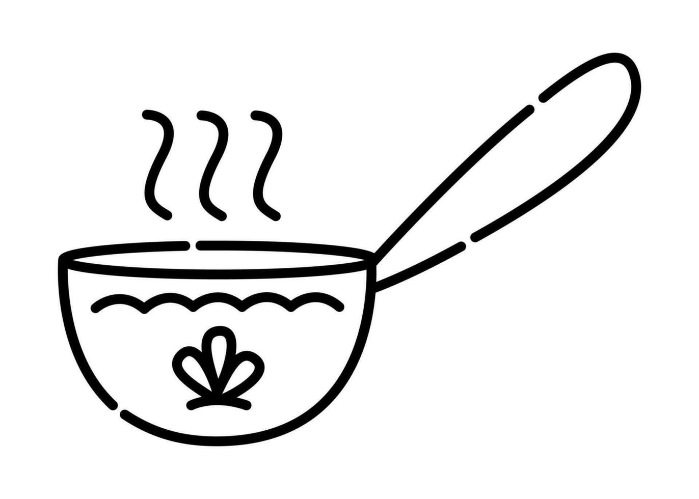 Ladle black and white vector line icon