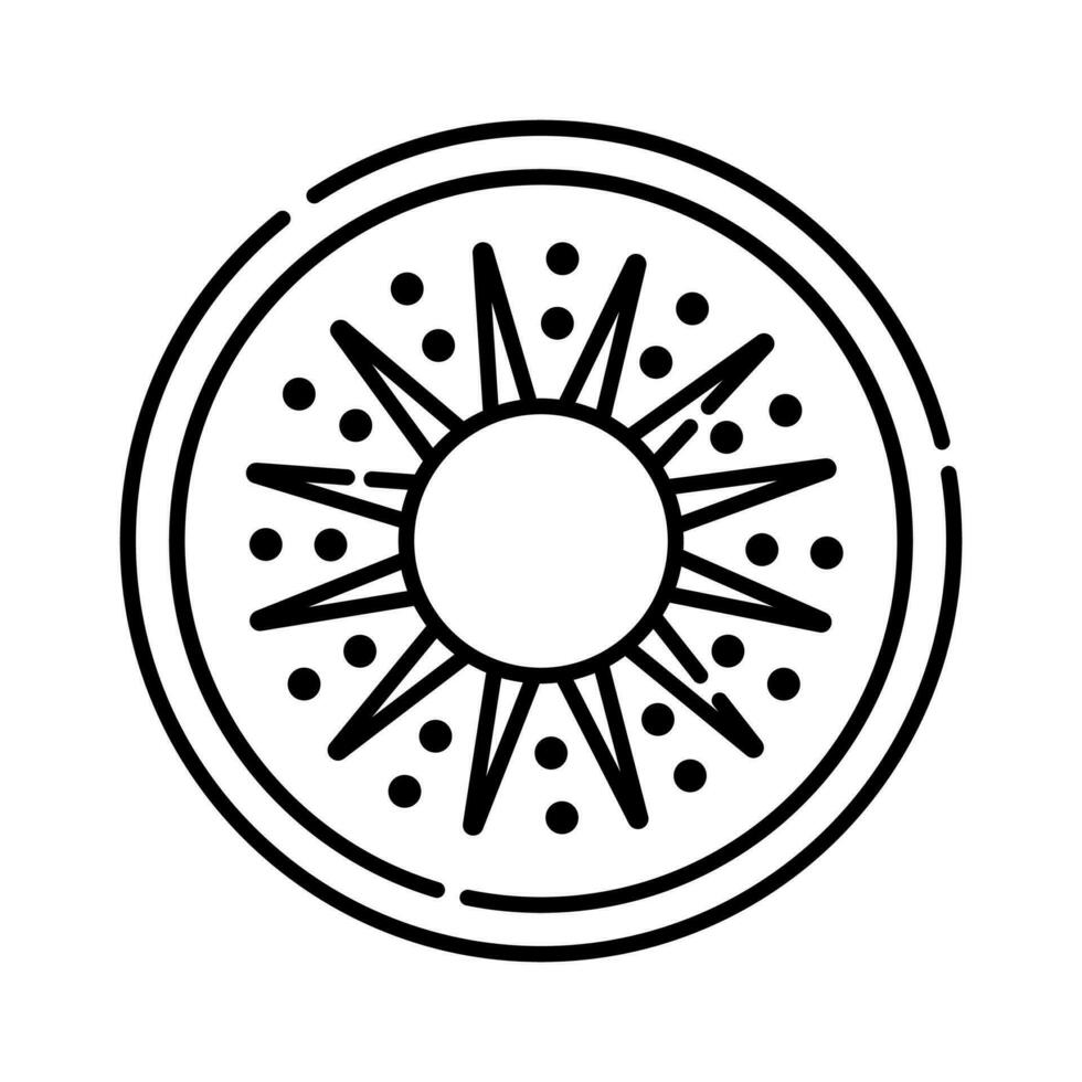 Kiwi black and white vector line icon