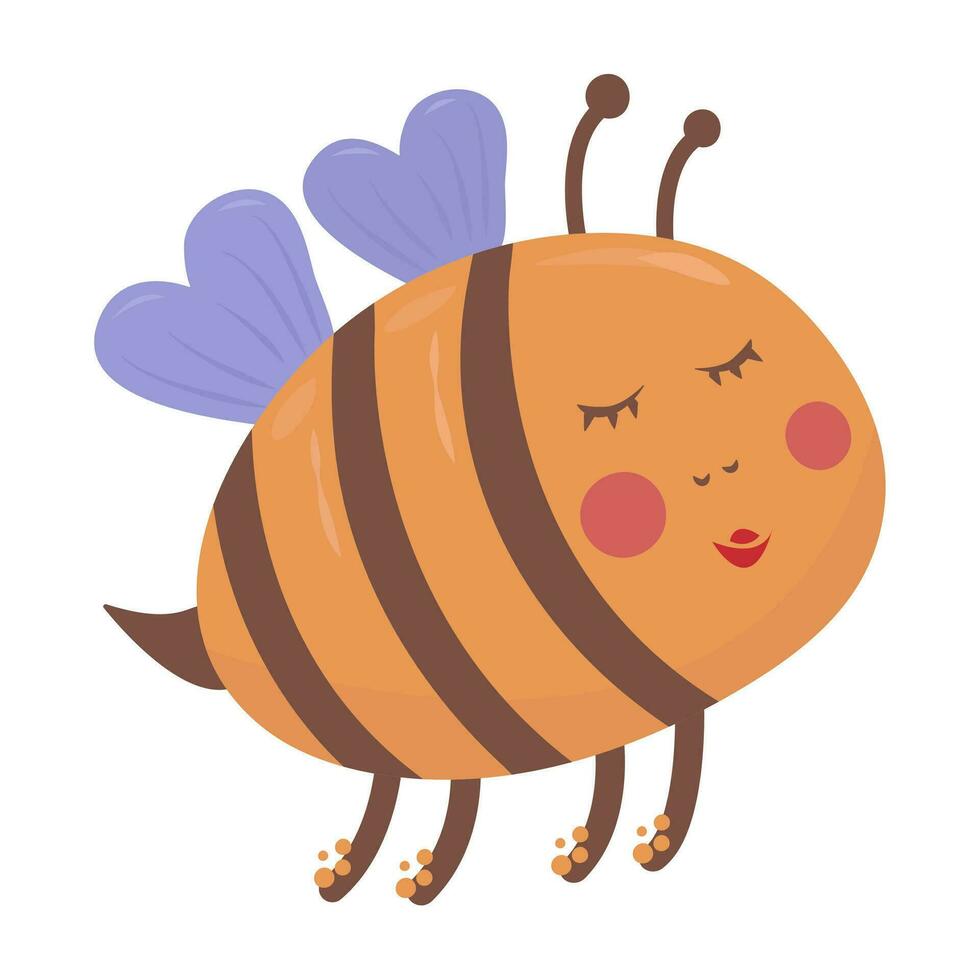 Cute and happy fat bee, colorful illustration vector