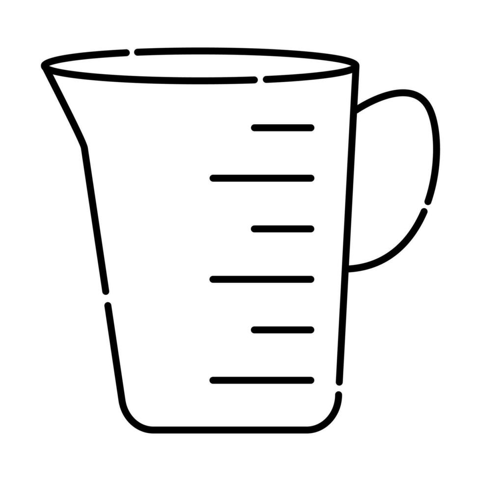 Measuring cup black and white vector line icon