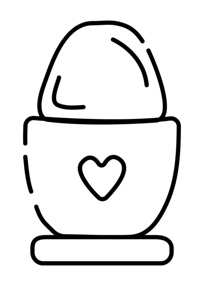 Boiled egg black and white vector line icon