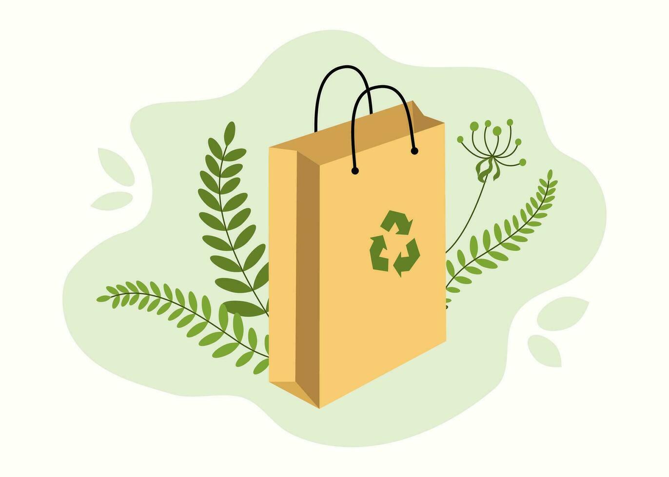 ambientalmente simpático reutilizable compras bolsa. papel embalaje. vector gráfico, antecedentes aislado.