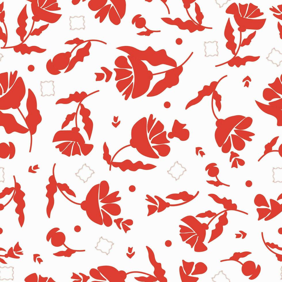 Vector floral seamless pattern. Poppy Poppies, flowers drawings. Background isolated.