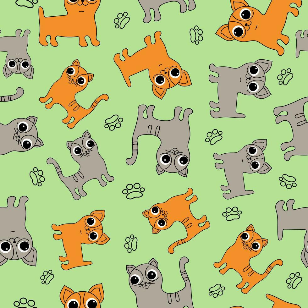 Dog and cat , seamless Pattern children. Doodle style. Vector illustration on an isolated background.