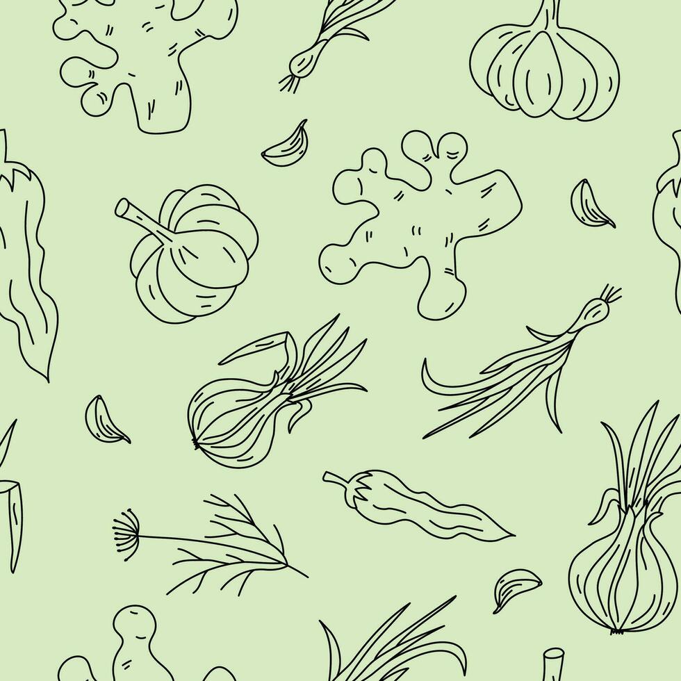 Vector pattern vegetables. Food, healthy eating. Doodle, drawings, graphics.