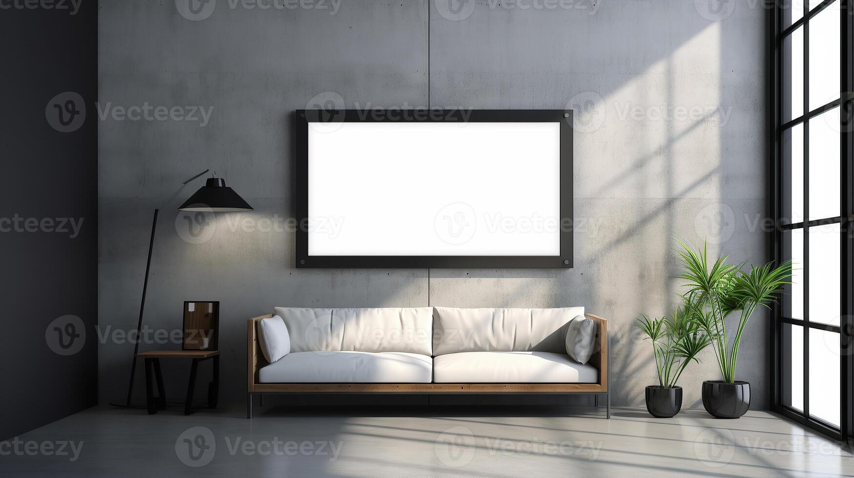 office interior with table meeting, for your advertising in abstract exhibition 3D rendering, mock up created by AI photo