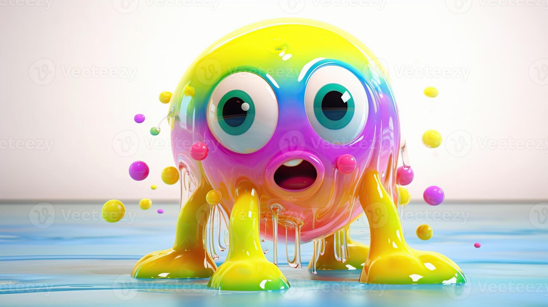 Photo cute baby monster made liquid jelly
