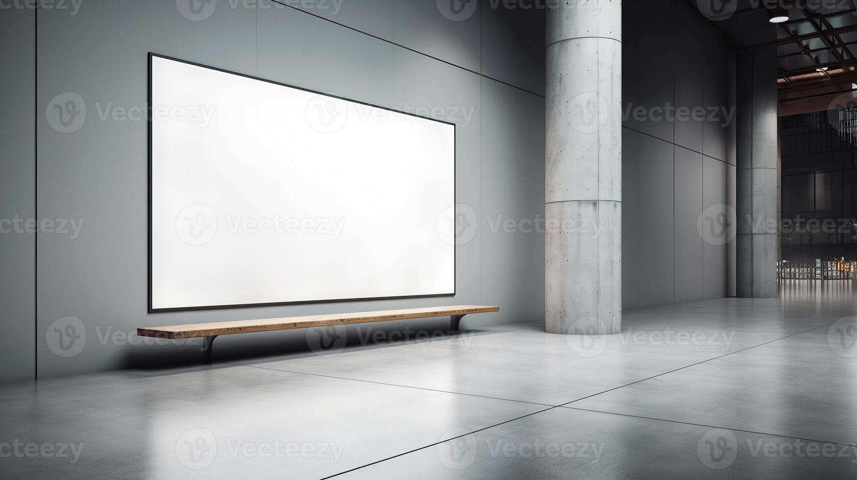 office interior with table meeting, for your advertising in abstract exhibition 3D rendering, mock up created by AI photo