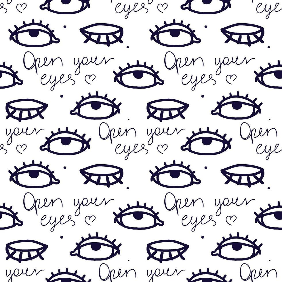 eye pattern in retro style, Abstract seamless pattern vector