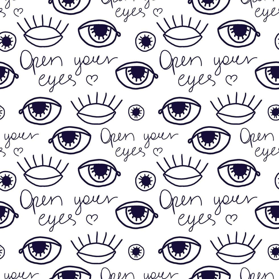eye pattern in retro style, Abstract seamless pattern vector