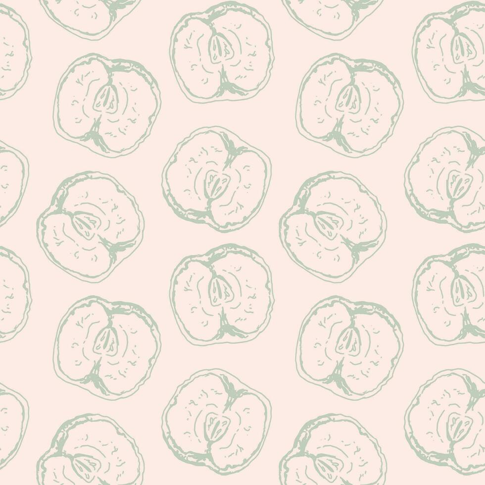 Vintage pattern with apple for decorative design. Fabric print. vector