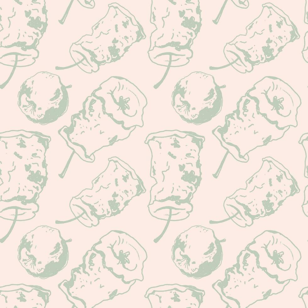 Vintage pattern with apple for decorative design. Fabric print. vector