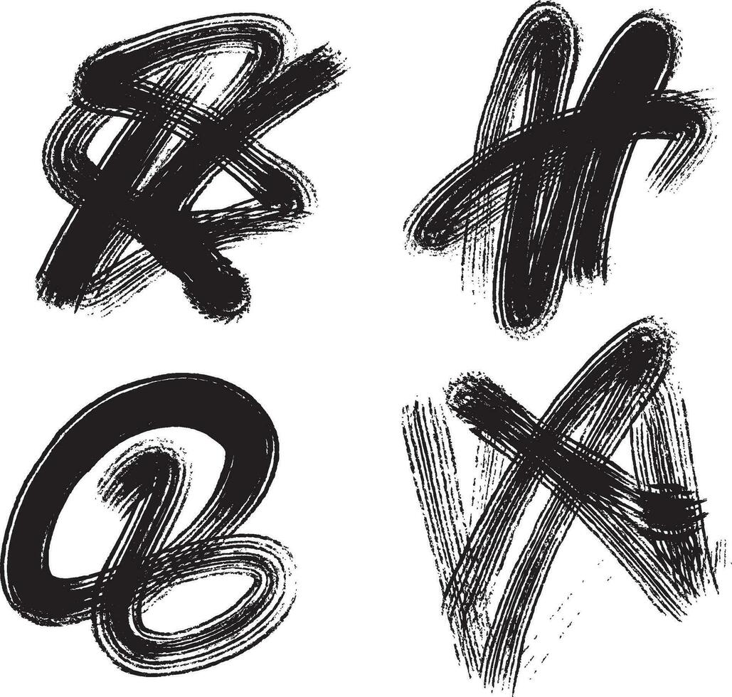 Black paint strokes in vintage style. vector