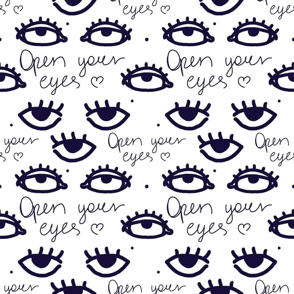 eye pattern in retro style, Abstract seamless pattern vector