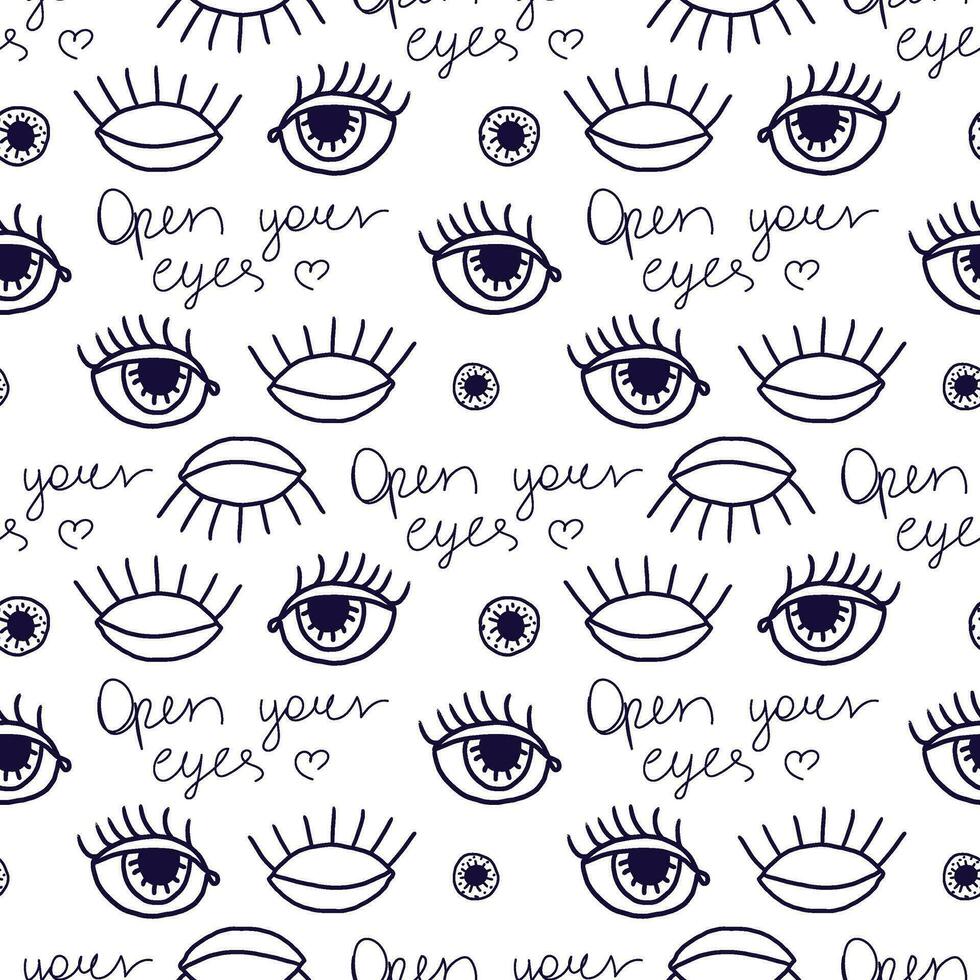 eye pattern in retro style, Abstract seamless pattern vector