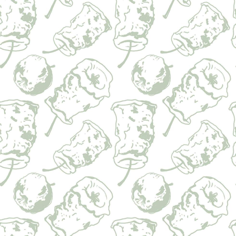 Vintage pattern with apple for decorative design. Fabric print. vector