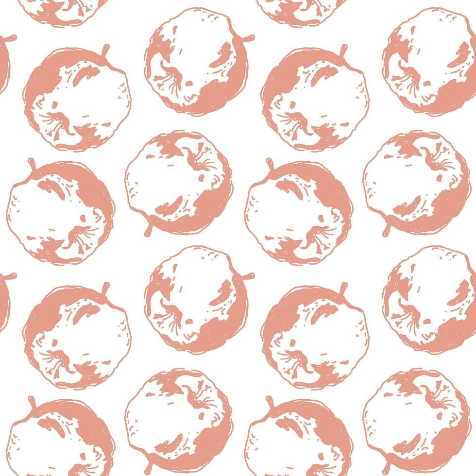 Vintage pattern with apple for decorative design. Fabric print. vector