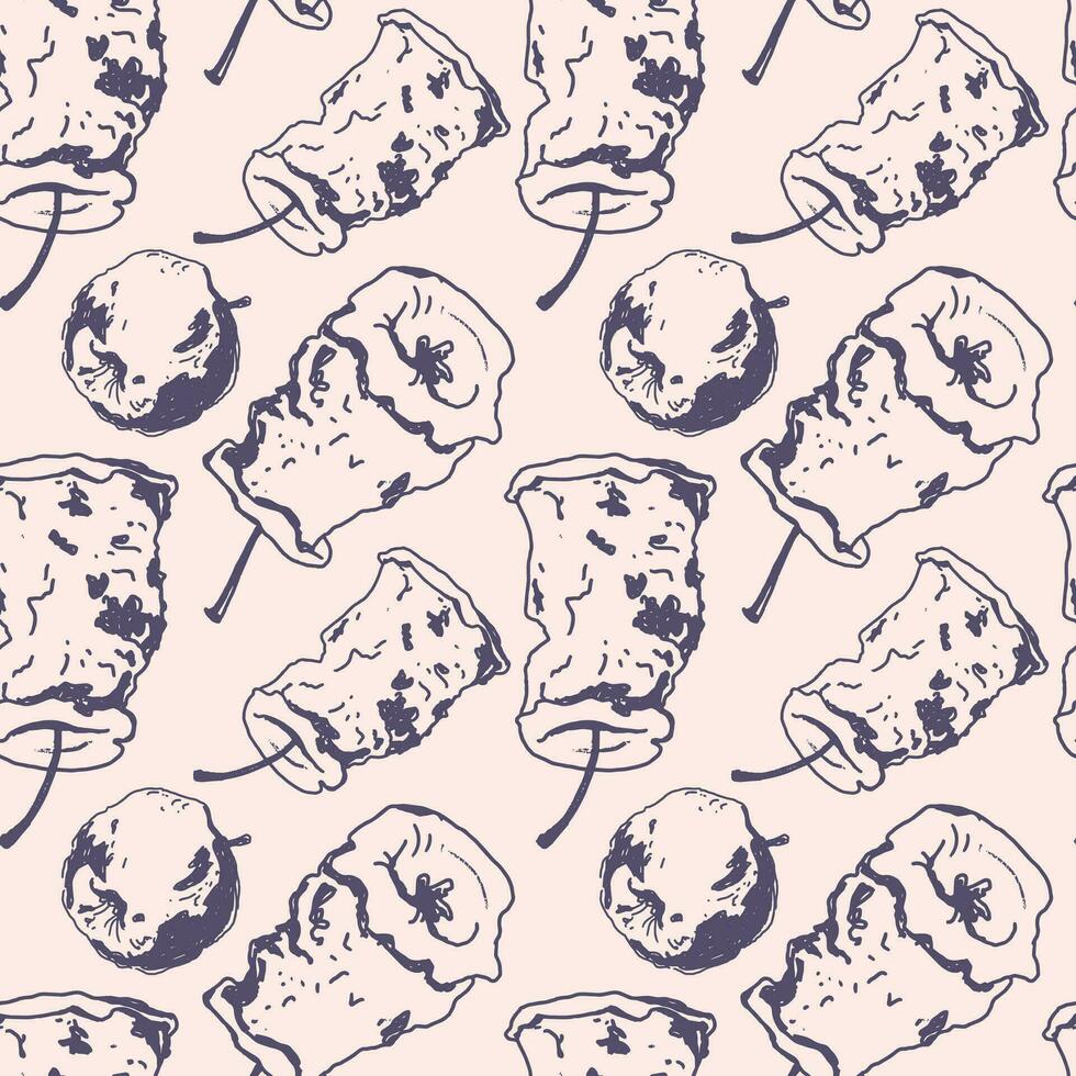 Vintage pattern with apple for decorative design. Fabric print. vector
