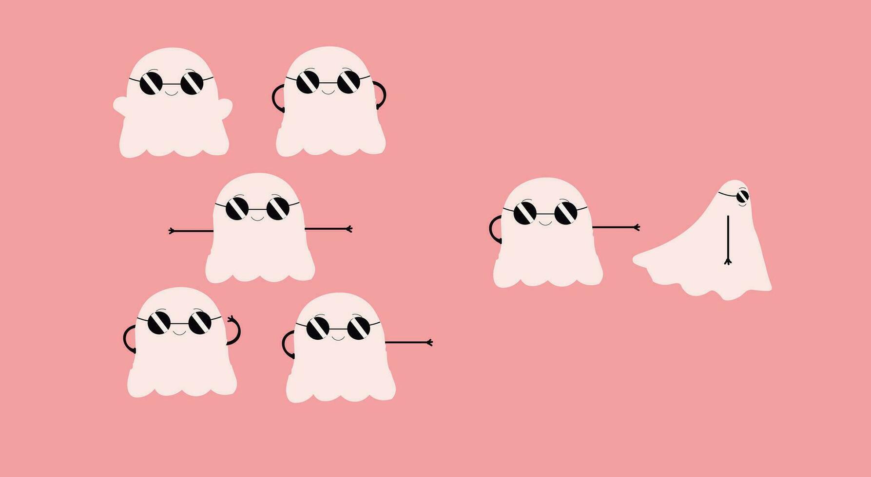 different poses of cool ghost vector