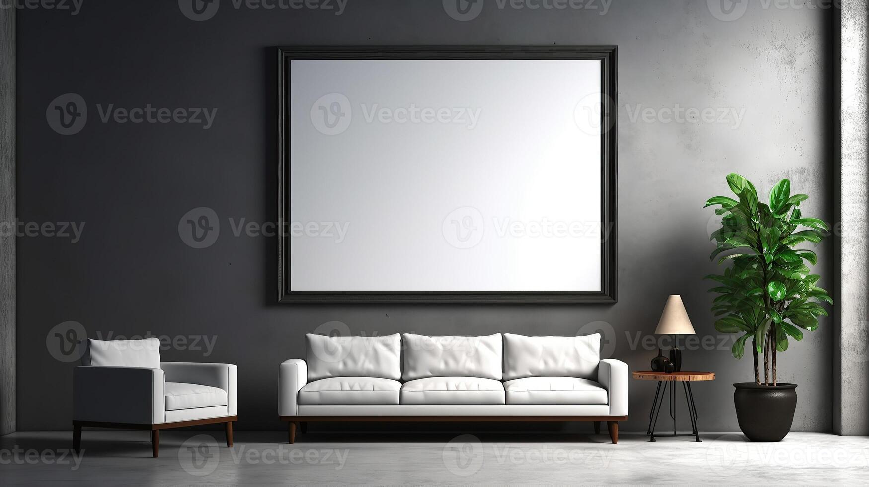 office interior with table meeting, for your advertising in abstract exhibition 3D rendering, mock up created by AI photo