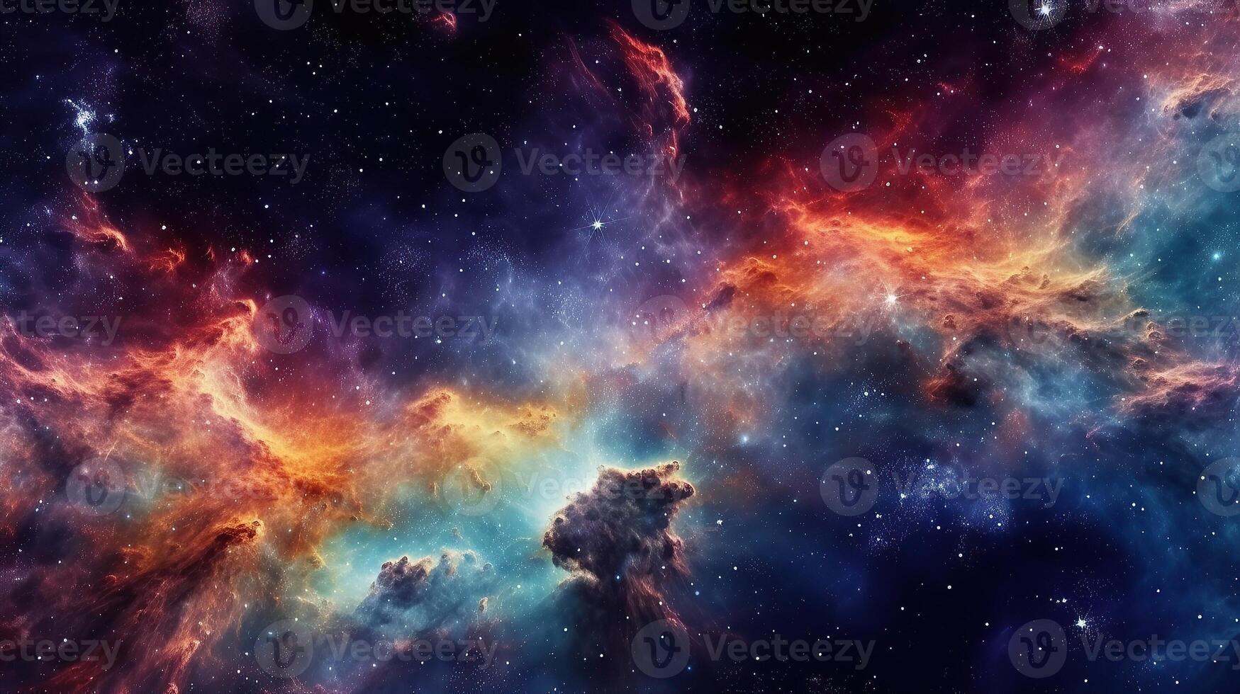 3d abstract space sky with stars and nebula Background photo