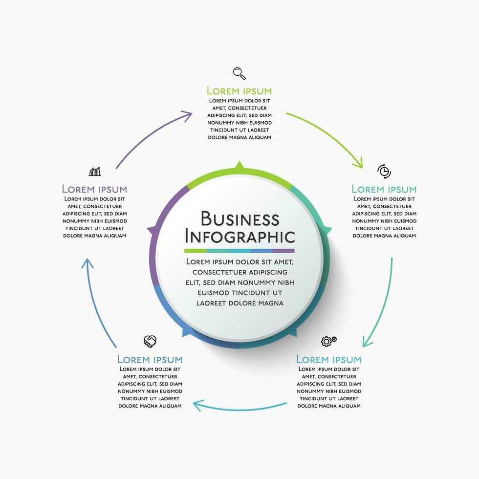 Plantilla de infografía de círculo de negocios de presentación vector