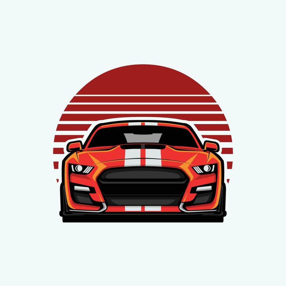 American Muscle Sport Car Vector Art Illustration. Best for Automotive Tshirt Design and Club Logo