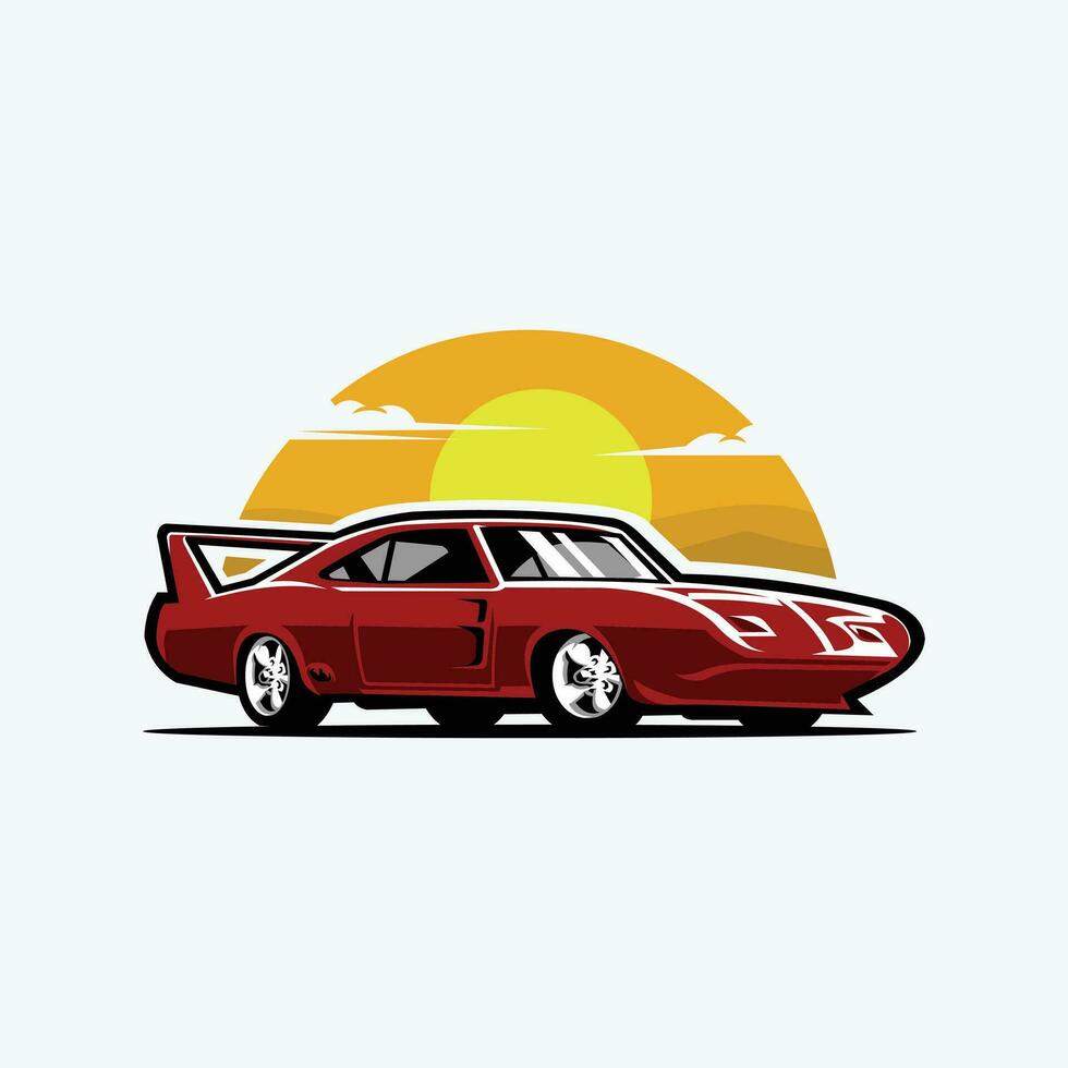 Classic Sport Car Vector Art Illustration Design. Best for Automotive Classic T-Shirt Design
