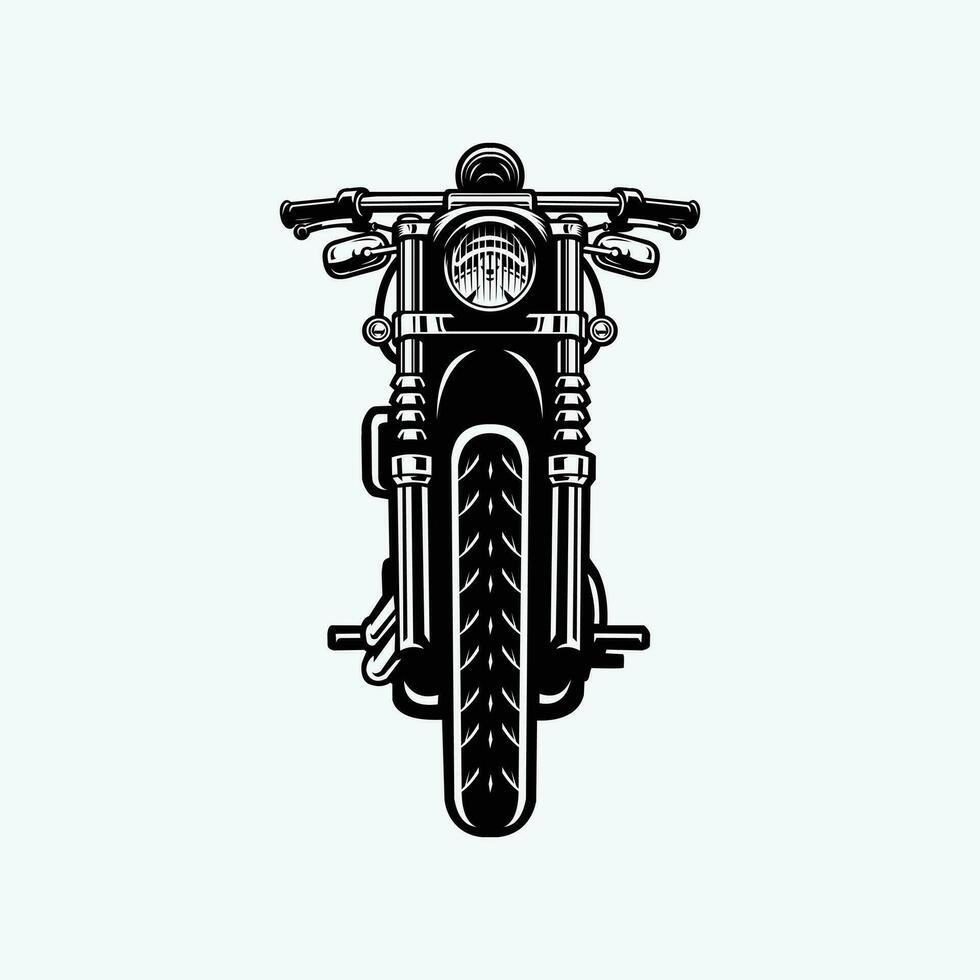 Chopper Motorcycle Front View Vector Monochrome Isolated EPS