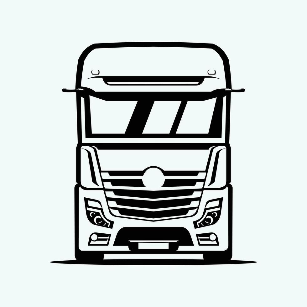 Truck Silhouette Vector Illustration Front View. Best for Trucking Related Industry