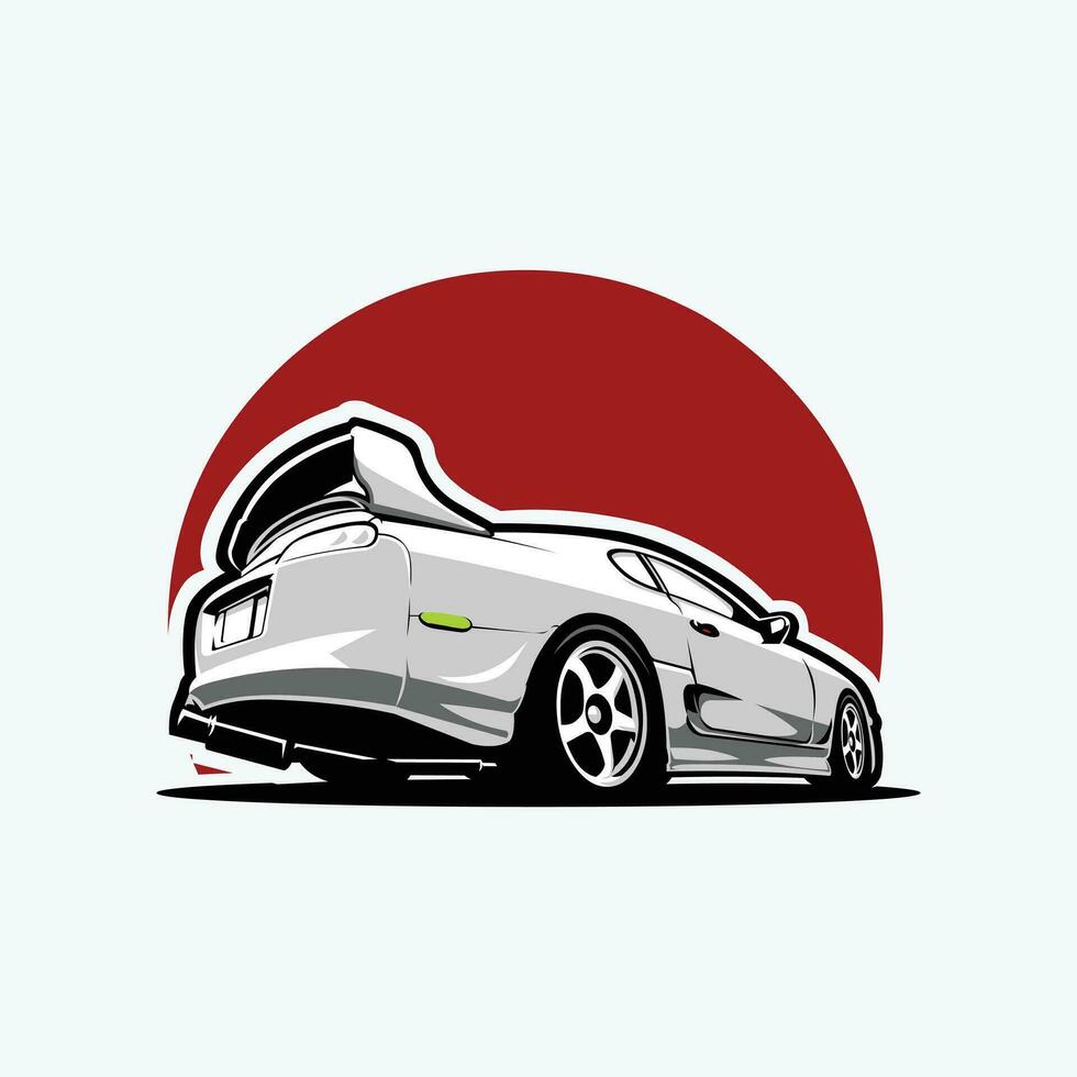Japanese Sport Car Illustration Design Vector Art Isolated. Best for JDM Tshirt, Logo and Sticker