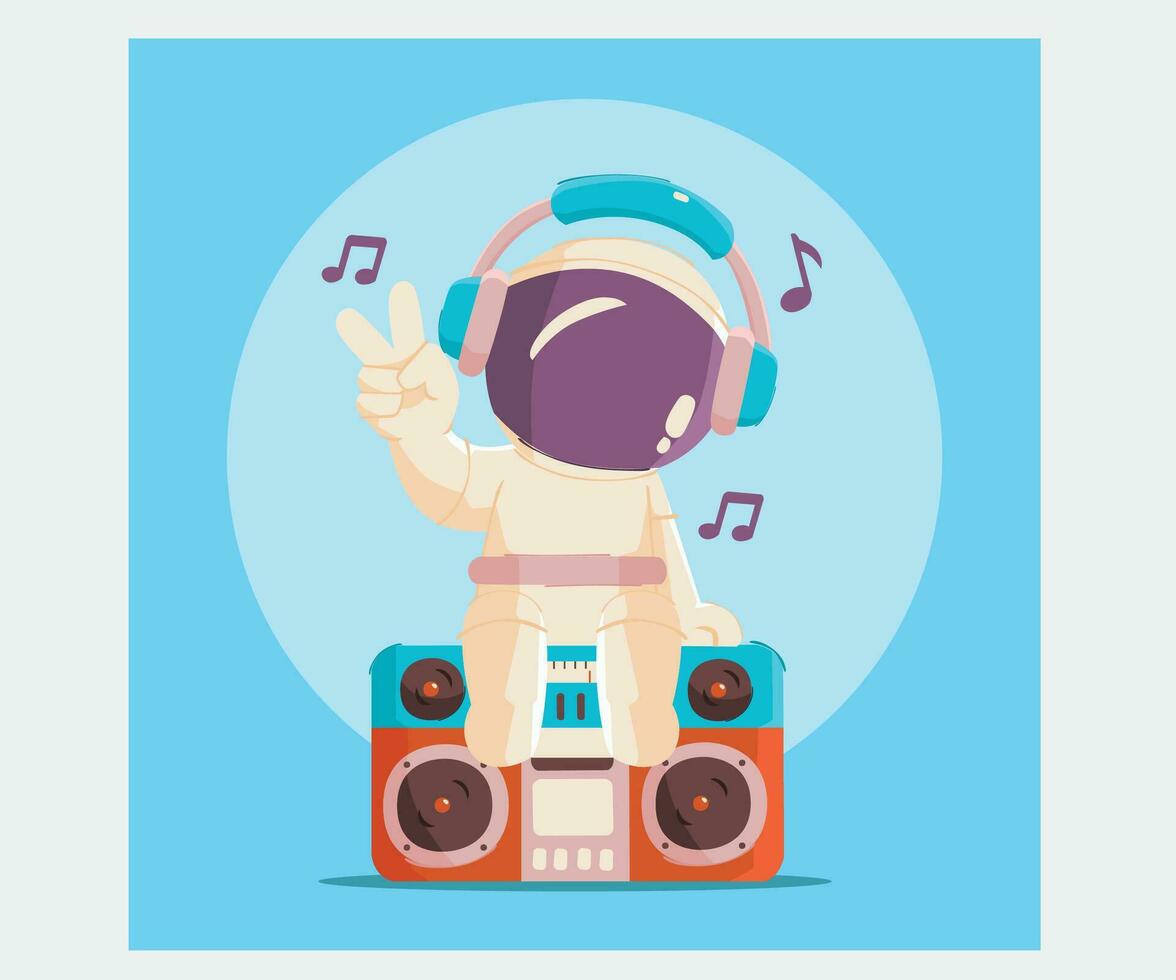 Astronaut Listening Music Illustration vector