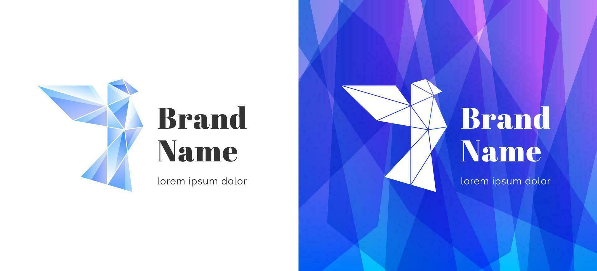 Sparkling diamond geometric flying bird shape abstract logo. Business brand identity crystal logotype design concept. Trendy company corporate branding vector eps template