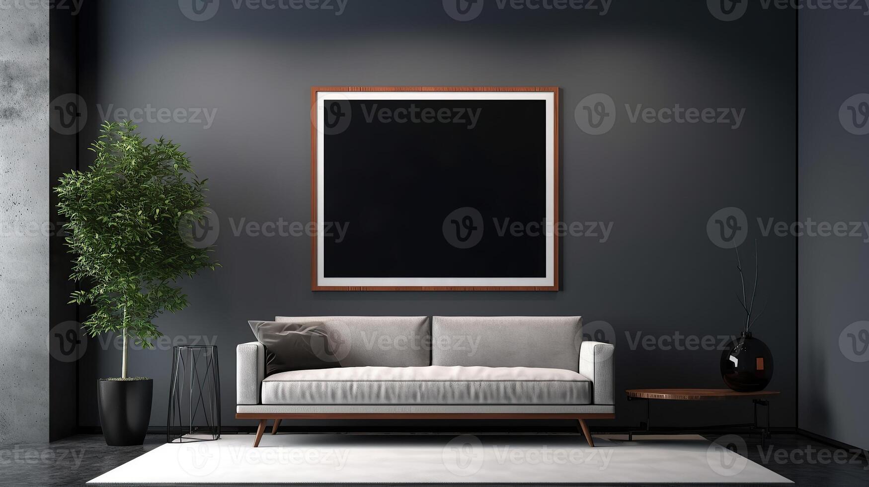 office interior with table meeting, for your advertising in abstract exhibition 3D rendering, mock up created by AI photo