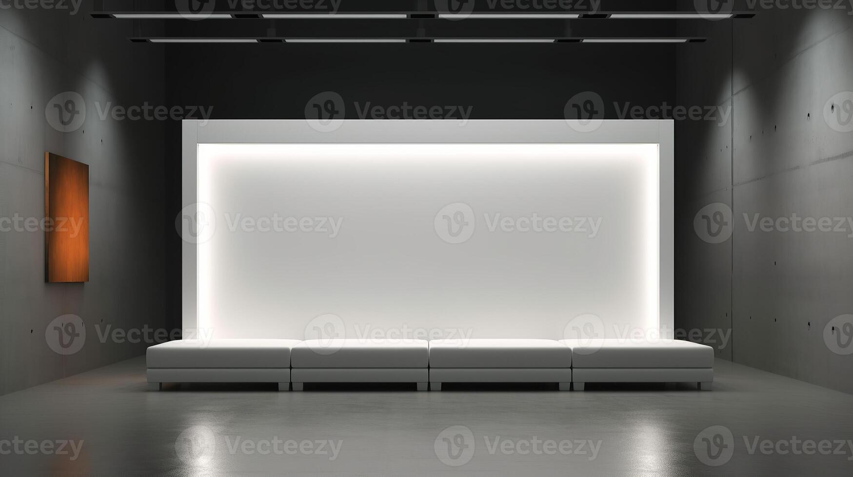 office interior with table meeting, for your advertising in abstract exhibition 3D rendering, mock up created by AI photo