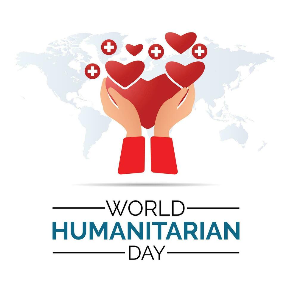 mundo humanitario día observado cada año en agosto 19th.bandera póster diseño modelo. vector