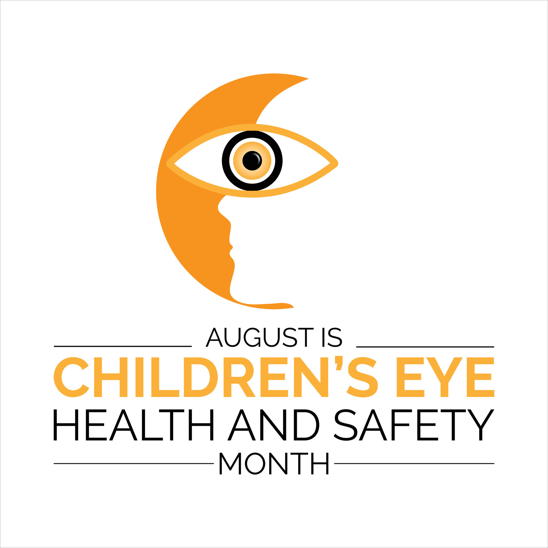 august is children's eye health and safety month awareness poster