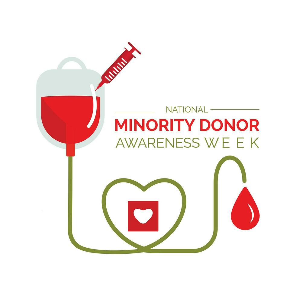 National minority donor awareness week. Two hands and a drop of blood on a white background. Banner, poster, card for social media Vector illustration.