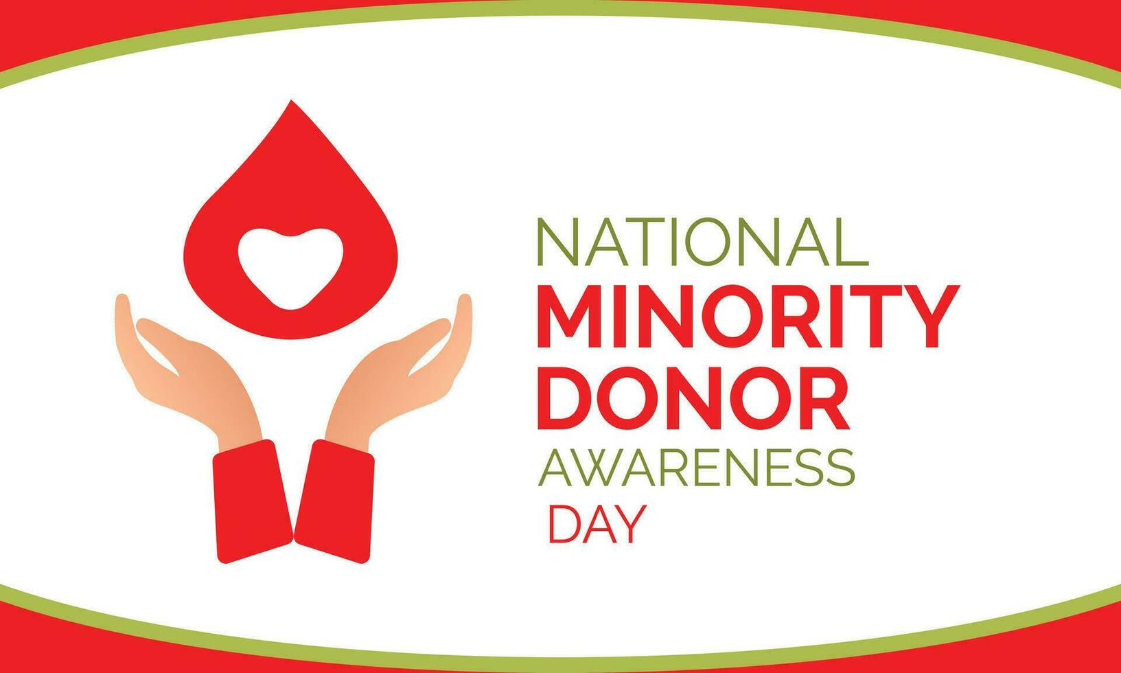 National minority donor awareness week. Two hands and a drop of blood on a white background. Banner, poster, card for social media Vector illustration.