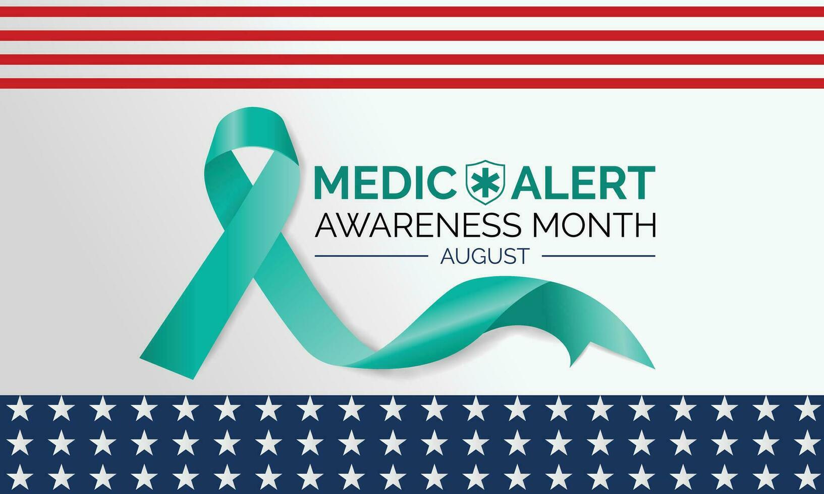 Medic Alert Awareness Month August . Celebration in United States. Poster, greeting card, banner and background design. vector