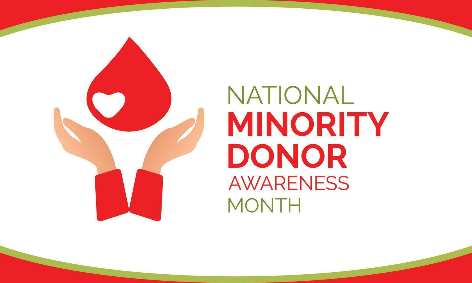 National minority donor awareness week. Two hands and a drop of blood on a white background. Banner, poster, card for social media Vector illustration.