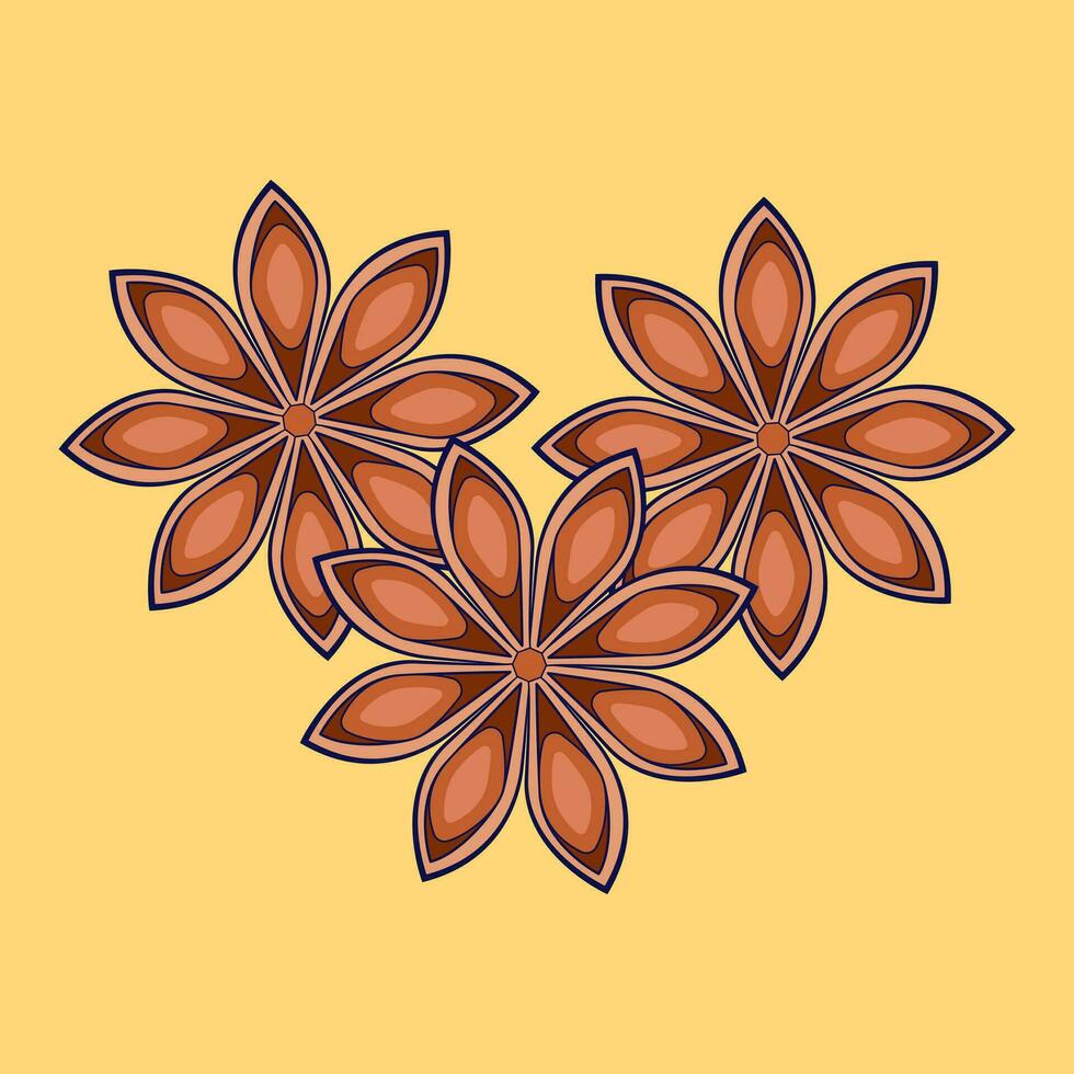 Star anise vector illustration in flat design. Spice icon isolated