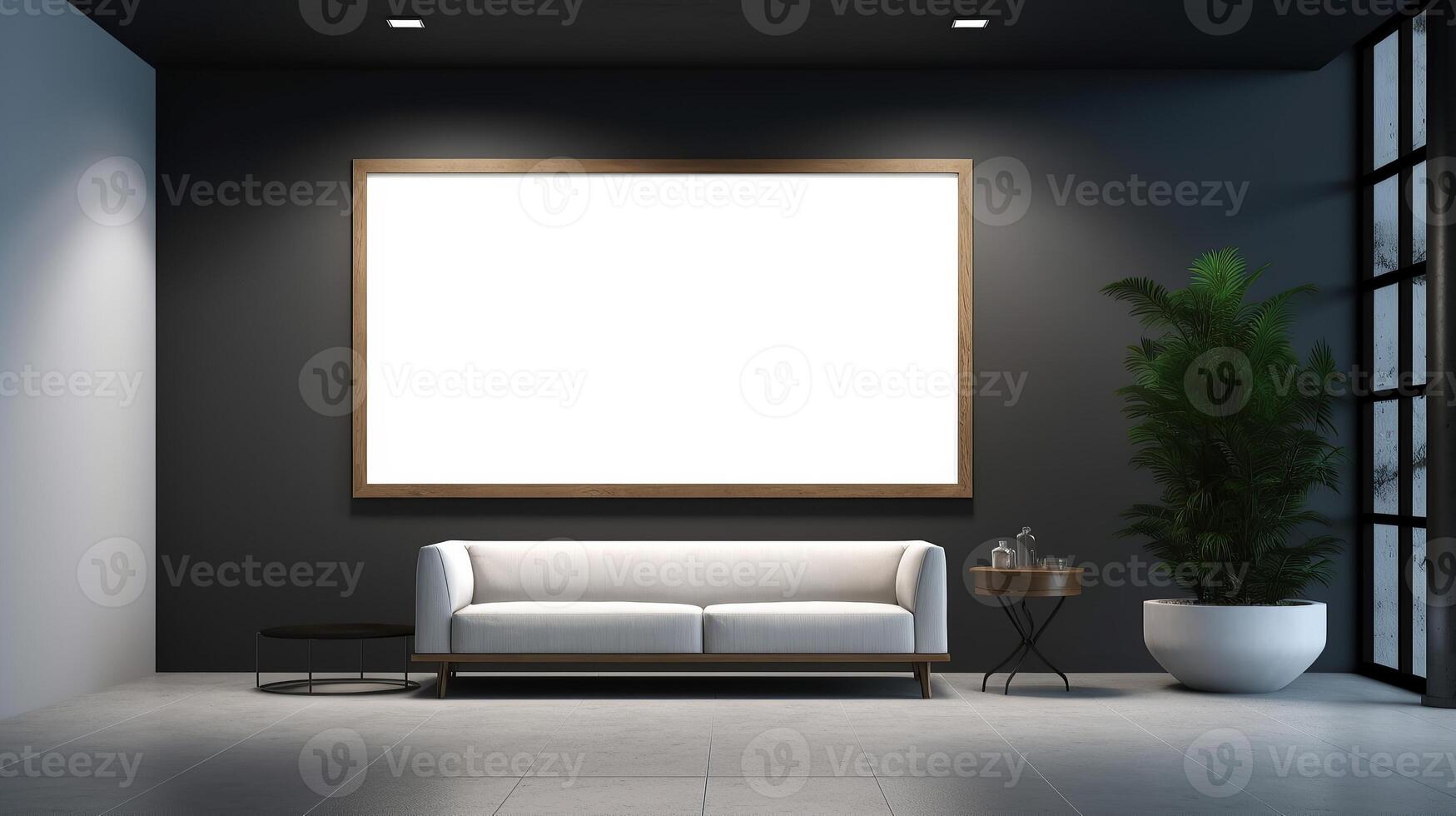 office interior with table meeting, for your advertising in abstract exhibition 3D rendering, mock up created by AI photo