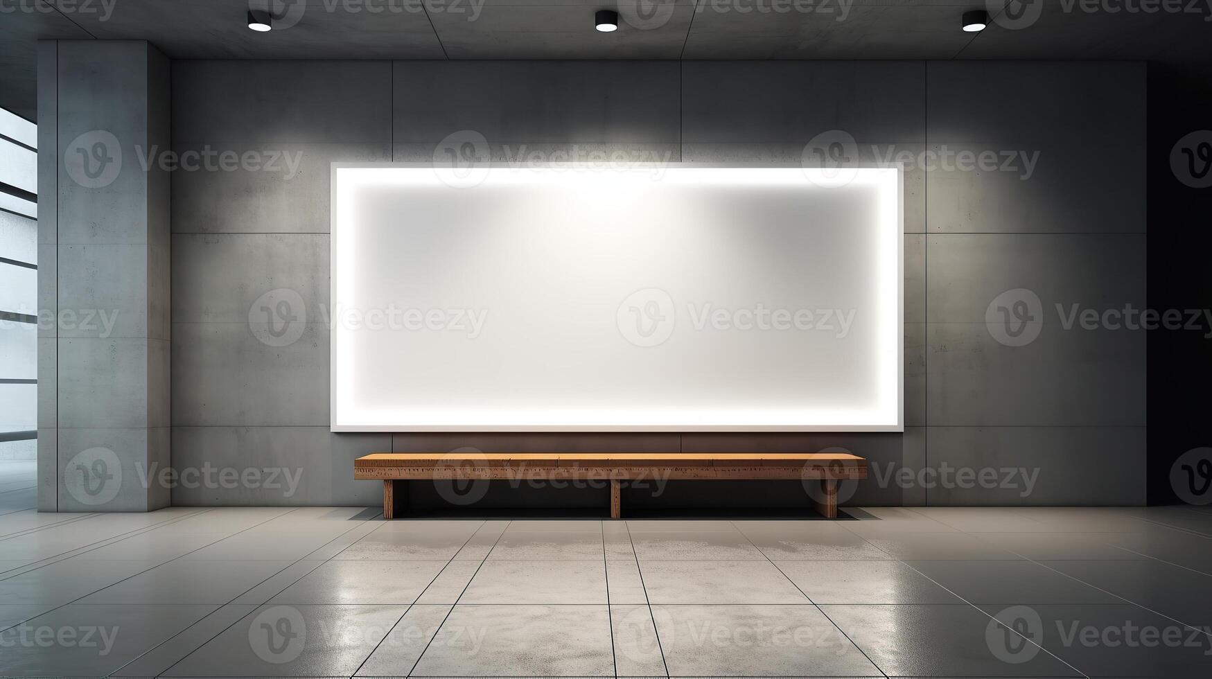 office interior with table meeting, for your advertising in abstract exhibition 3D rendering, mock up created by AI photo