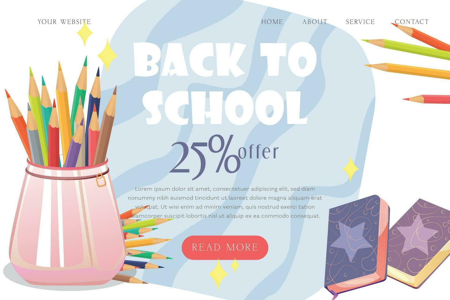 Back to school landing page template vector