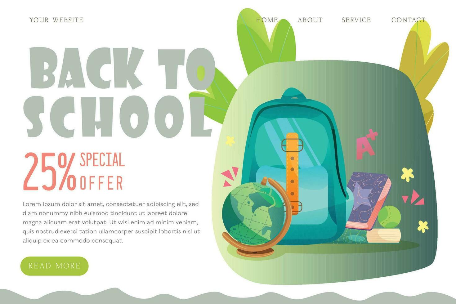 Back to school landing page template vector