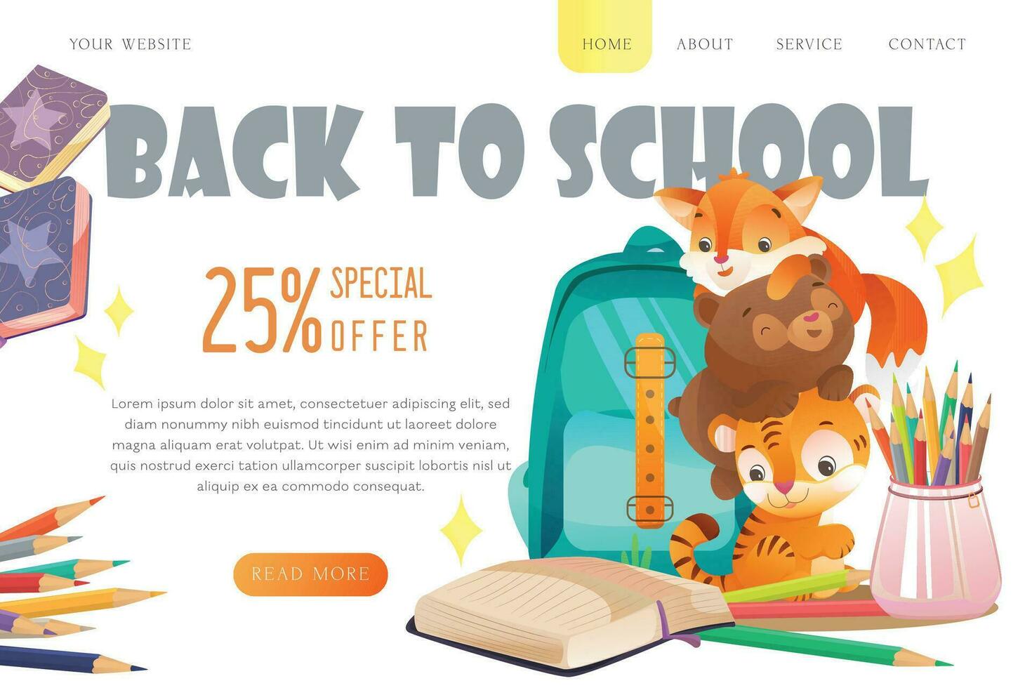 Back to school landing page template vector