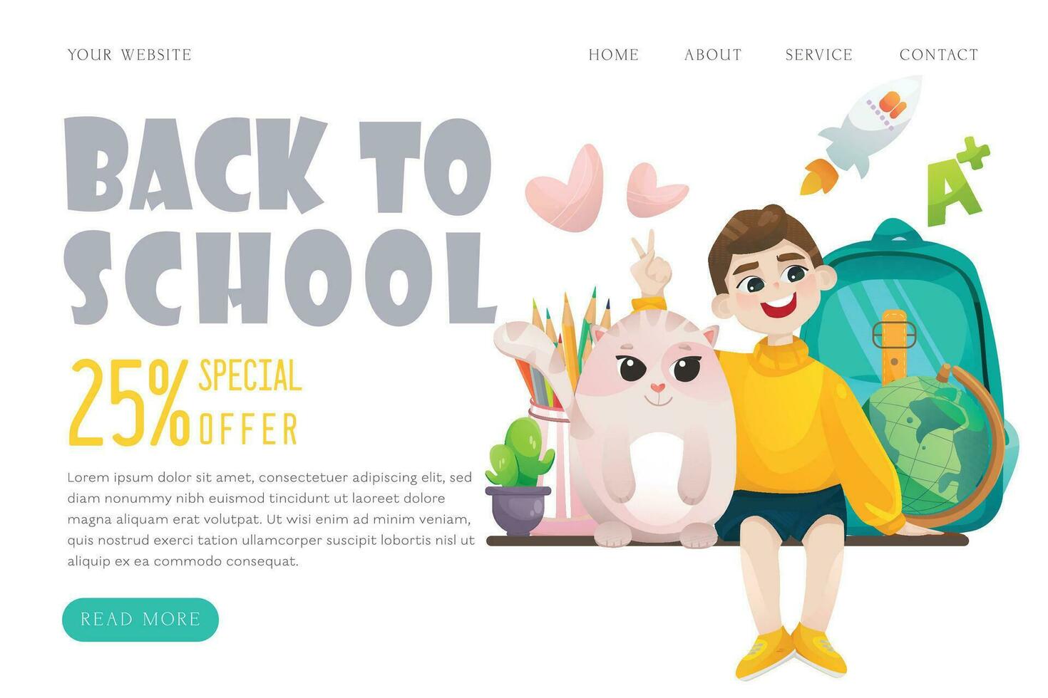 Back to school landing page template vector