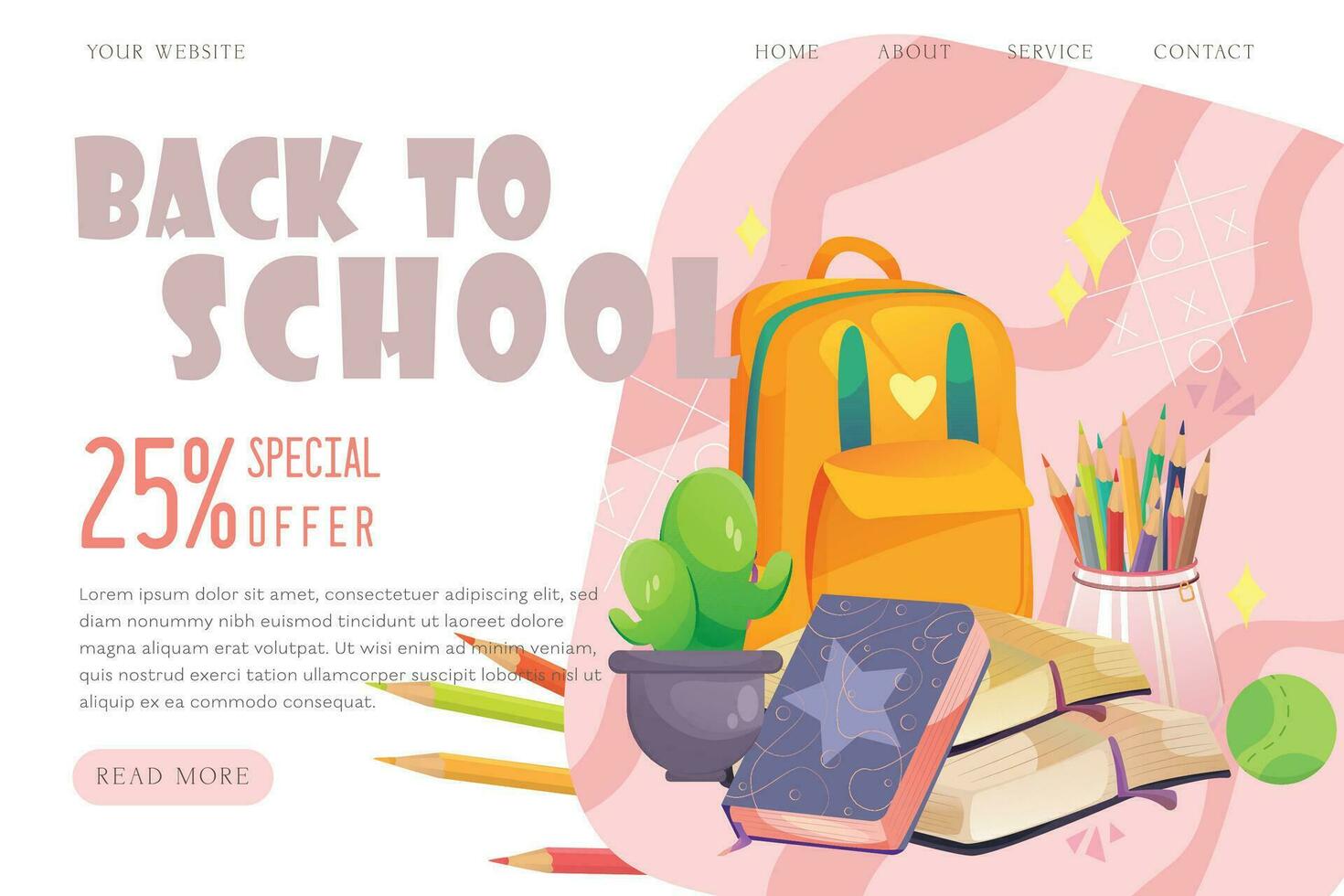 Back to school landing page template vector