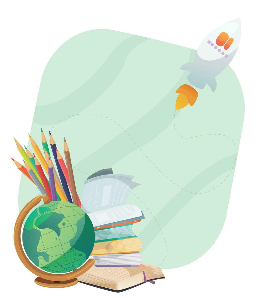 Back to School Illustration School Supplies Set Post Template vector
